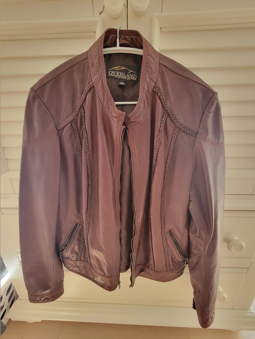 Overland SUE LEATHER JACKET, Size L, Bordeaux - Picture 7 of 10